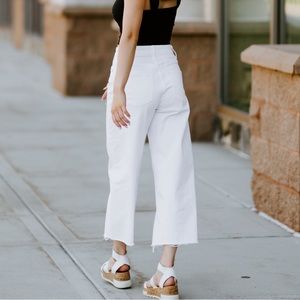 White high rise wide leg pants